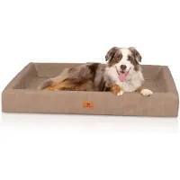 Knuffelwuff orthopedisch hondenbed Austin van kunstleer XXL 120 x 100 cm camel