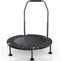 Bigzzia Fitnesstrampolines - Fitness trampoline - Opvouwbare trampoline voor binnen - Ø101,5 cm - 5 verstelbare handgrepen - Draagvermogen 125 kg - Stabiel voor kinderen en volwassenen