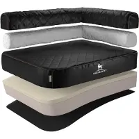 Knuffelwuff orthopedisch hoekhondenbed Winslow van laser-gewatteerd kunstleer oversized XXXL 140 x 100cm leuning rechts zwart
