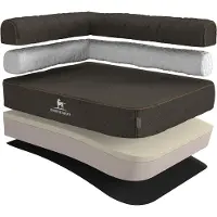Knuffelwuff orthopedisch hoekhondenbed Marlie van velours met handgeweven karakter XXL 120 x 80cm leuning links zwart