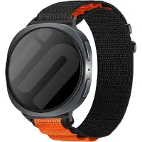 Strap-it Alpine nylon bandje geschikt voor Samsung Galaxy Watch 9 (40/44mm) / Watch 8 (40/44mm) / 8 Classic (46mm) - zwart/oranje