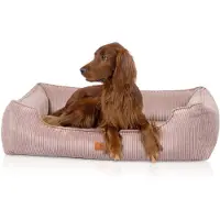 Knuffelwuff orthopedisch hondenbed van ribfluweel met handgeweven uiterlijk Nunavut XXL 120 x 85 cm roze