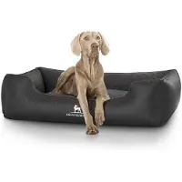 Knuffelwuff orthopedisch hondenbed Madison van laser-gewatteerd kunstleer oversized XXXL 155 x 105cm zwart