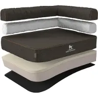 Knuffelwuff orthopedisch hoekhondenbed Marlie van velours met handgeweven karakter oversized XXXL 140 x 100cm leuning rechts zwart