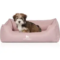 Knuffelwuff orthopedisch hondenbed Luisa van velours met fijn handgeweven karakter Sunshine Edition M-L 85 x 63cm roze