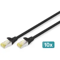 Digitus Kruisingskabel (patch cord) RJ45-RJ45, cat.6A, S/FTP, AWG 26/7, LSOH, 3m, zwart, 10stuks