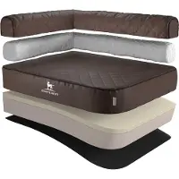 Knuffelwuff orthopedisch hoekhondenbed Winslow van laser-gewatteerd kunstleer L 85 x 63cm leuning links bruin