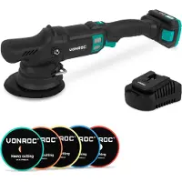 Vonroc PRO Excentrische Polijstmachine 20V – Ø 150mm | Incl. 2.0Ah Accu, snellader en 5 polijstschijven