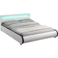 Juskys Gestoffeerd bed Sevilla - 140 x 200 cm - Wit - LED Verlichting