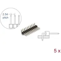 DeLOCK Pin header 10 pin, pitch 2.54 mm, 1-row, angled, 5 pieces
