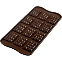 Silikomart EasyChoc Tablette bonbonvorm 12 chocoladerepen 3,7 cm silicone bruin