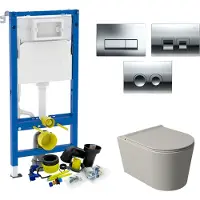 Salenzi Geberit up100 toiletset set 53 wandcloset civita mat grijs en delta drukplaat