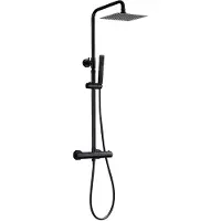 Boss & Wessing Regendoucheset bws thermostatisch square met handdouche mat zwart