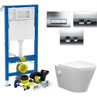 Geberit up100 toiletset bidesta | rimless | met bidetkraan | glans wit | delta drukplaat