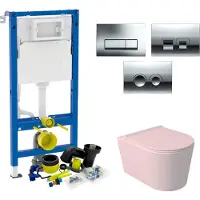 Salenzi Geberit up100 toiletset set 52 wandcloset civita mat roze en delta drukplaat