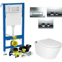 Geberit up100 Toiletset RapoWash Basic By | Met Bidetspoeler | Delta Drukplaat