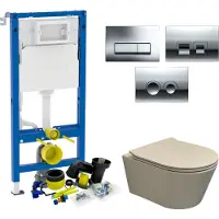 Geberit up100 toiletset bws calitri urb.y | rimfree compact | mat beige | delta drukplaat