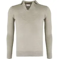 Profuomo Normal Fit Poloshirt lange mouw beige, Effen