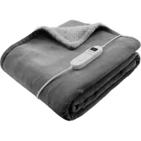 Inventum HB180G - Elektrische omslagdeken - Warmtedeken - Bovendeken - 1 persoons - 180x130 cm - Fleece - Grijs