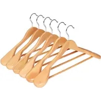 Songmics Hangers met extra brede schouders, Natuurlijke kleuren
