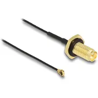 DeLOCK Antennenkabel RP-SMA Buchse zum Einbau zu MHF I Stecker 1.13 35 cm Gewindelänge 10 mm spritzwasserg