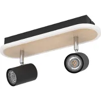 Eglo Led plafondspot Rimbocchi 2L - zwart - houtlook