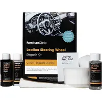 Furniture Clinic Lederen Stuurwiel Reparatie Set - stuur herstellen - zwart