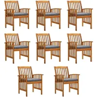 vidaXL Tuinstoelen 8 stuks met kussens, massief acaciahout
