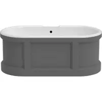 Vente-unique Vrijstaand bad in landelijke chique stijl – 152 × 74 × 60 cm – mat grijs – 161 L – CAVASO