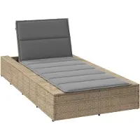 vidaXL Ligbed met zwevend kussen poly rattan beige