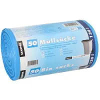 Papstar 50 Industriezakken, HDPE 120 l 110 cm x 70 cm blauw