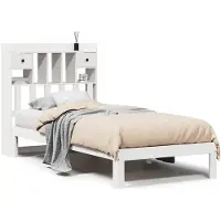 vidaXL Bed met boekenkast zonder matras grenenhout wit 75x190 cm