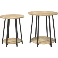 vidaXL Bijzettafelset 2 st Sonoma Eiken en Zwart 50 x 50 x 51 cm