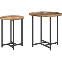 vidaXL Bijzettafelset 2 pcs Oud Hout en Zwart