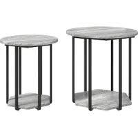 vidaXL Bijzettafelset 2 st Grijs 50 x 50 x 50,5 cm