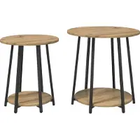 vidaXL Bijzettafelset met plank 2 pcs Artisan Eik en Zwart