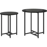 vidaXL Bijzettafelset 2 pcs Zwart Eiken