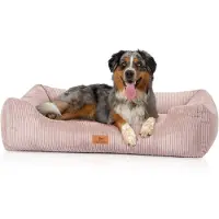 Knuffelwuff hondenbed van ribfluweel met handgeweven uiterlijk Olivia M-L 85 x 63 cm roze