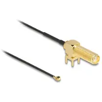 DeLOCK Antenna Cable SMA 90° PCB jack bulkhead to I-PEX Inc., MHF I plug 1.13 15 cm thread length 15 mm