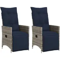 vidaXL Tuinstoelen 2 st verstelbaar met kussens poly rattan grijs