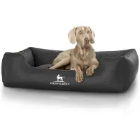 Knuffelwuff laser-gewatteerd kunstleer hondenbed Milan XXL 120 x 85cm zwart
