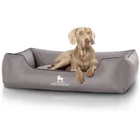 Knuffelwuff orthopedisch hondenbed Madison van laser-gewatteerd kunstleer XXL 120 x 85cm grijs