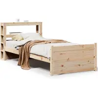 vidaXL Bedframe met hoofdbord massief grenenhout 90x200 cm