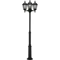ALBERT LEUCHTEN 3-lamps lantaarnpaal 2099, zwart dimbaar, zwart, Aluminium, Landelijk
