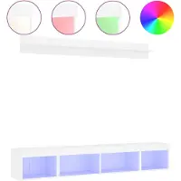 vidaXL 5-delige Tv-wandmeubelset met LED-verlichting bewerkt hout wit