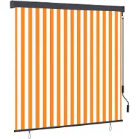 vidaXL Rolgordijn Wit en Oranje 180 x 250 cm Stof en Aluminium