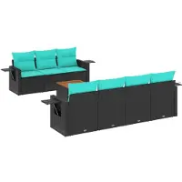 vidaXL 8-delige tuinbankset met kussens, zwart polyrotan