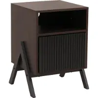 MCW Nachtkastje -O40, commode bijzettafel nachtkastje kast, lade MDF metaal melamine 59x40x40cm ~ walnootlook