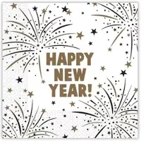 DECORATA 40 Happy New Year Servetten - Wit - Zwart - Goud - 33 x 33 cm - 3-Laags -