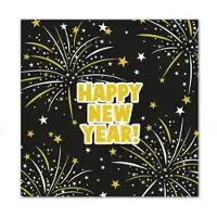 DECORATA 40 Happy New Year Servetten - Zwart - Goud - Wit - 33 x 33 cm - 3-Laags -